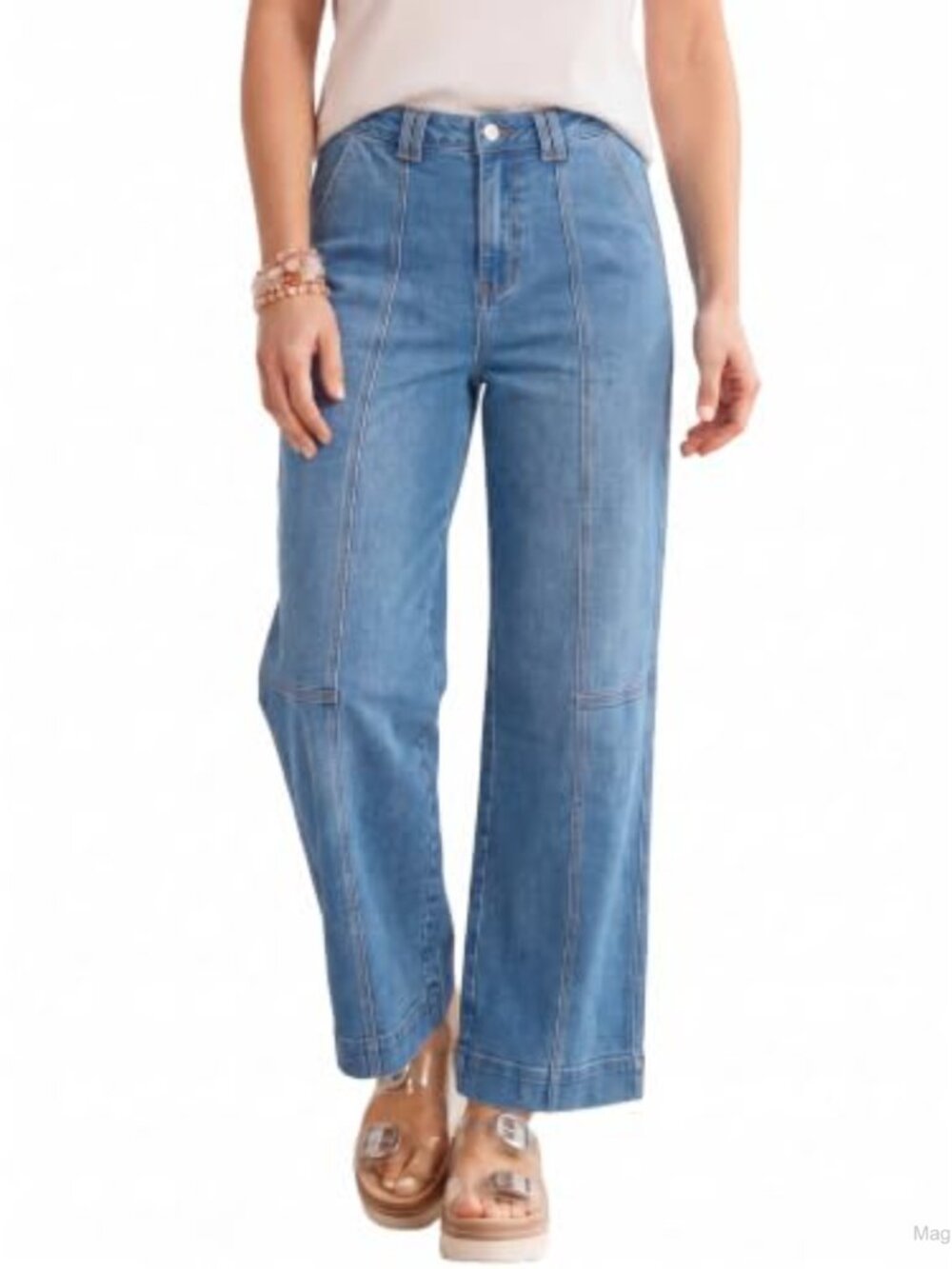 High Waisted Straight Leg Jeans with Pockets